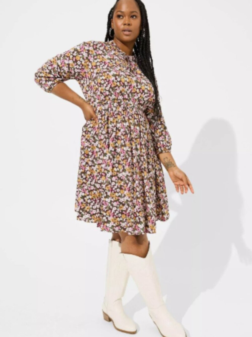 Torrid Mini Stretch Challis Front Keyhole Dress floral print size 2